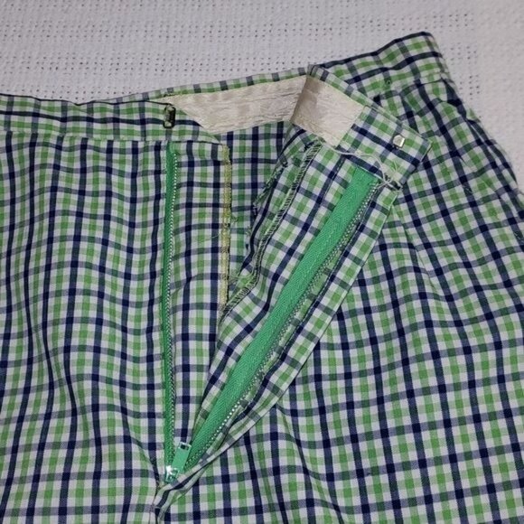 Vintage 1970's Handmade Zippered Sz. 25 Blue & Green Striped Midi Skirt - Picture 7 of 9